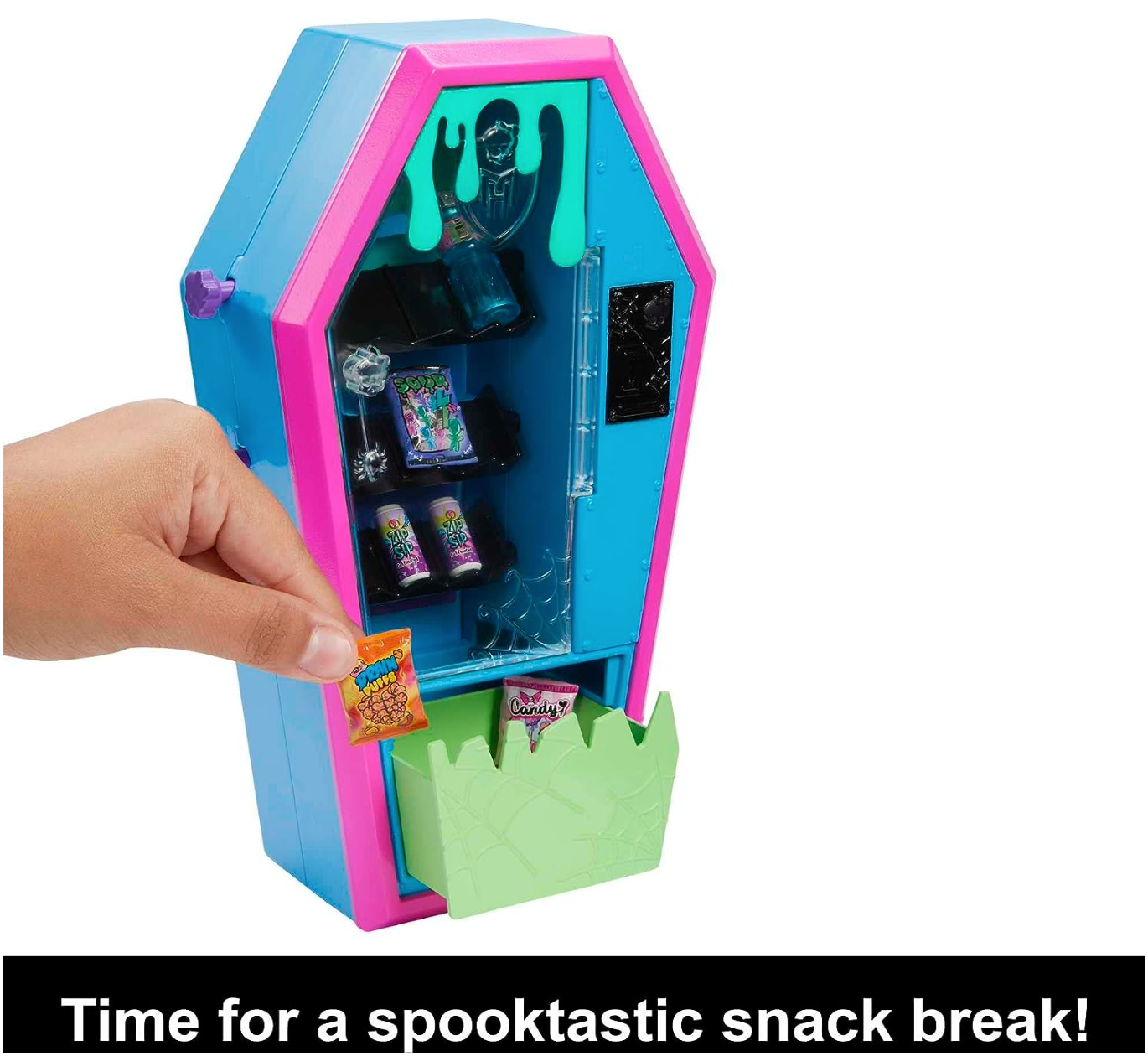 Monster High Student Lounge Playset, Doll House Furniture and Themed Accessories with Two Pets and Working Vending Machine