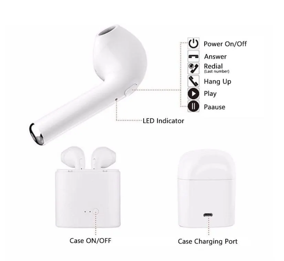 スマートフォン用の充電ボックス付きBluetoothミニヘッドセット,ワイヤレススポーツヘッドセット,5.0