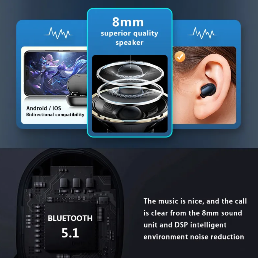 Auricolare wireless Bluetooth twse7s air fone, per Xiaomi, auricolari con microfono, cancellazione del rumore