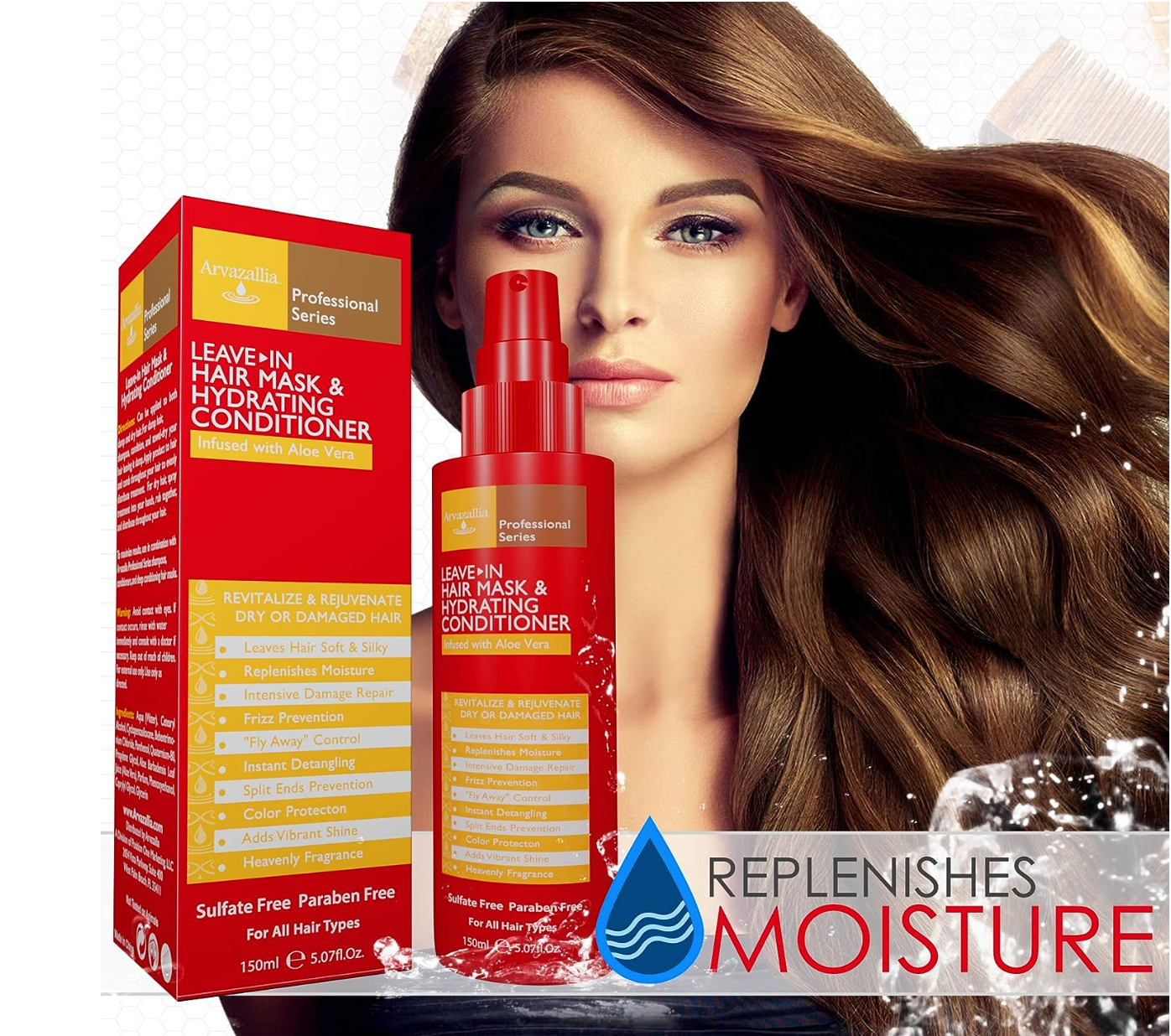 Arvazallia Leave-in Hair Mask and Hydrating Conditioner Spray for Dry or Damaged Hair - Professional Grade Leave-in Conditioner and Moisturizer