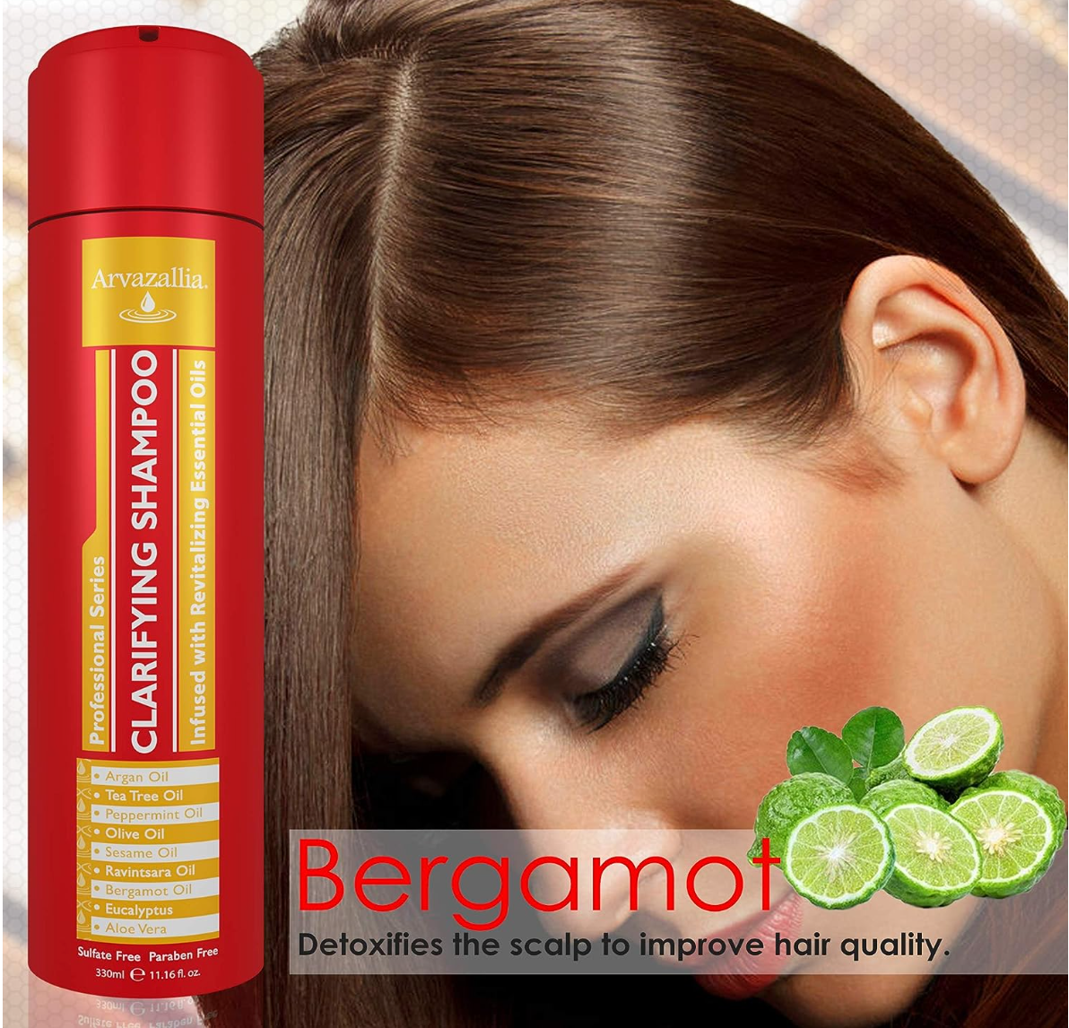 Arvazallia Clarifying Shampoo Infused with Revitalizing Essential Oils - Professional-Grade Anti-Residue Cleanser with Argan Oil , Tea Tree Oil , Peppermint Oil , Olive Oil , Sesame Oil , Aloe