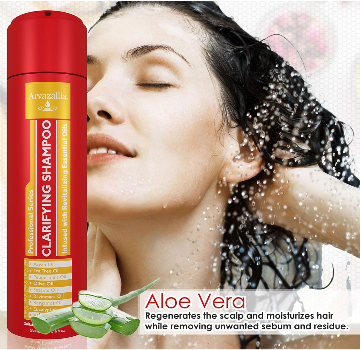 Arvazallia Clarifying Shampoo Infused with Revitalizing Essential Oils - Professional-Grade Anti-Residue Cleanser with Argan Oil , Tea Tree Oil , Peppermint Oil , Olive Oil , Sesame Oil , Aloe