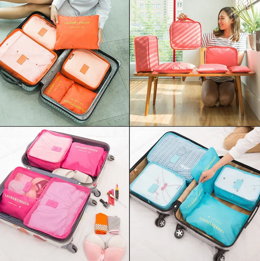 Borsa da viaggio, portatile, pieghevole, organizzata, set di 6 valigie per organizzare i vestiti