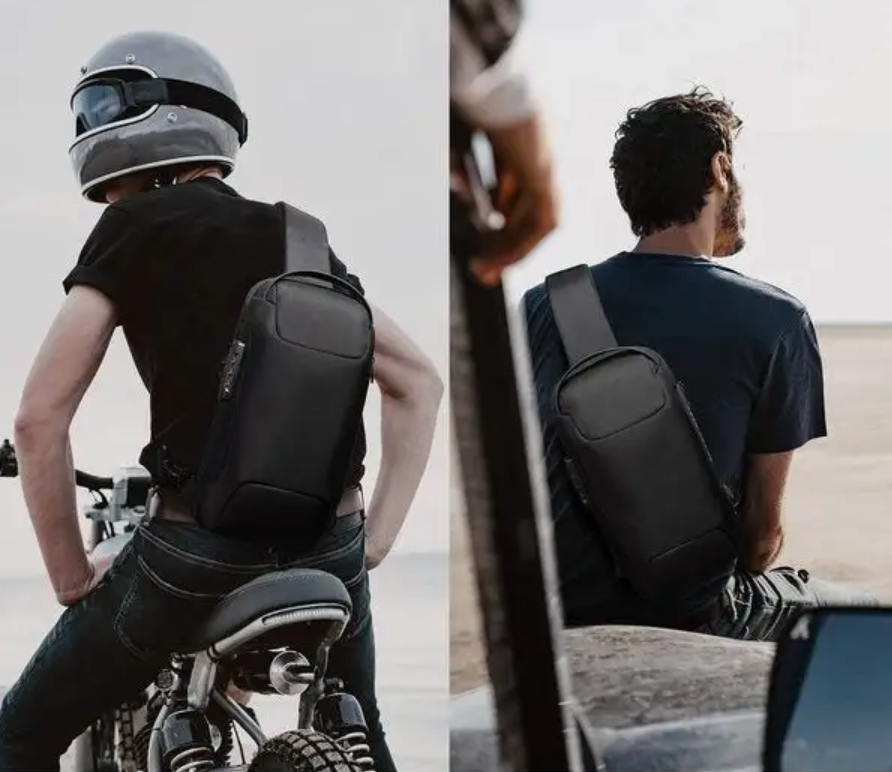 ユニセックス 多機能パテントレザーチェストバッグ,防水クロスオーバーバッグ,USB充電付きトラベルショルダーバッグ