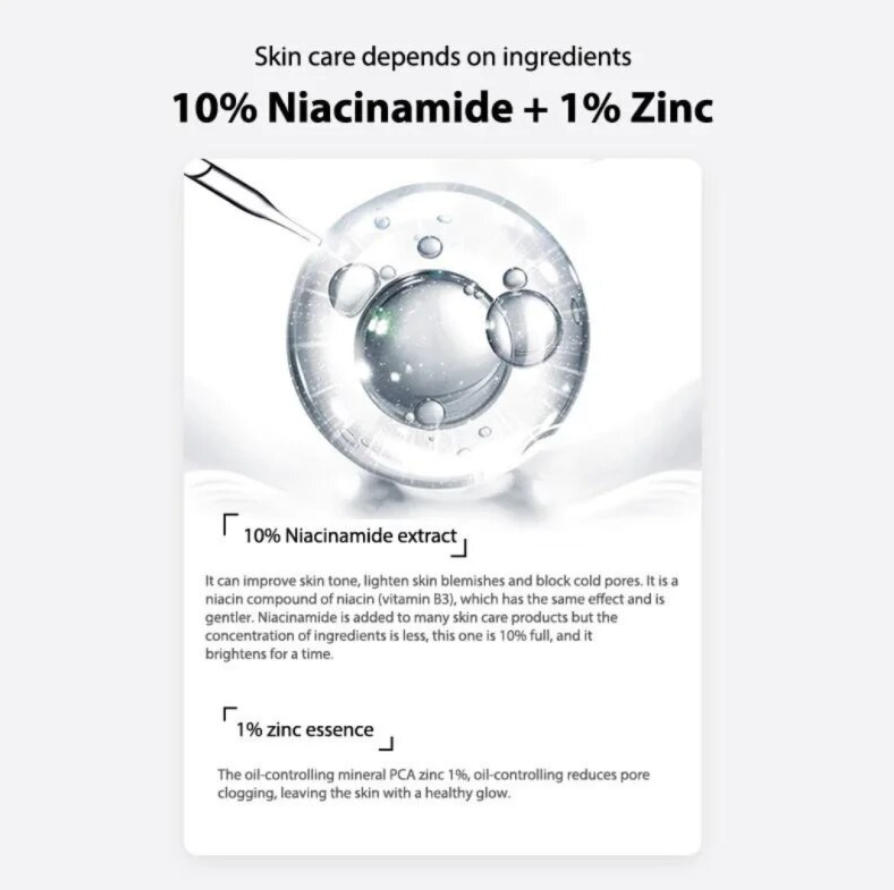 Siero viso all'acido ialuronico e niacinamide, Oil Balance, crema idratante schiarente, essenza normale, disidratazione, cura della pelle