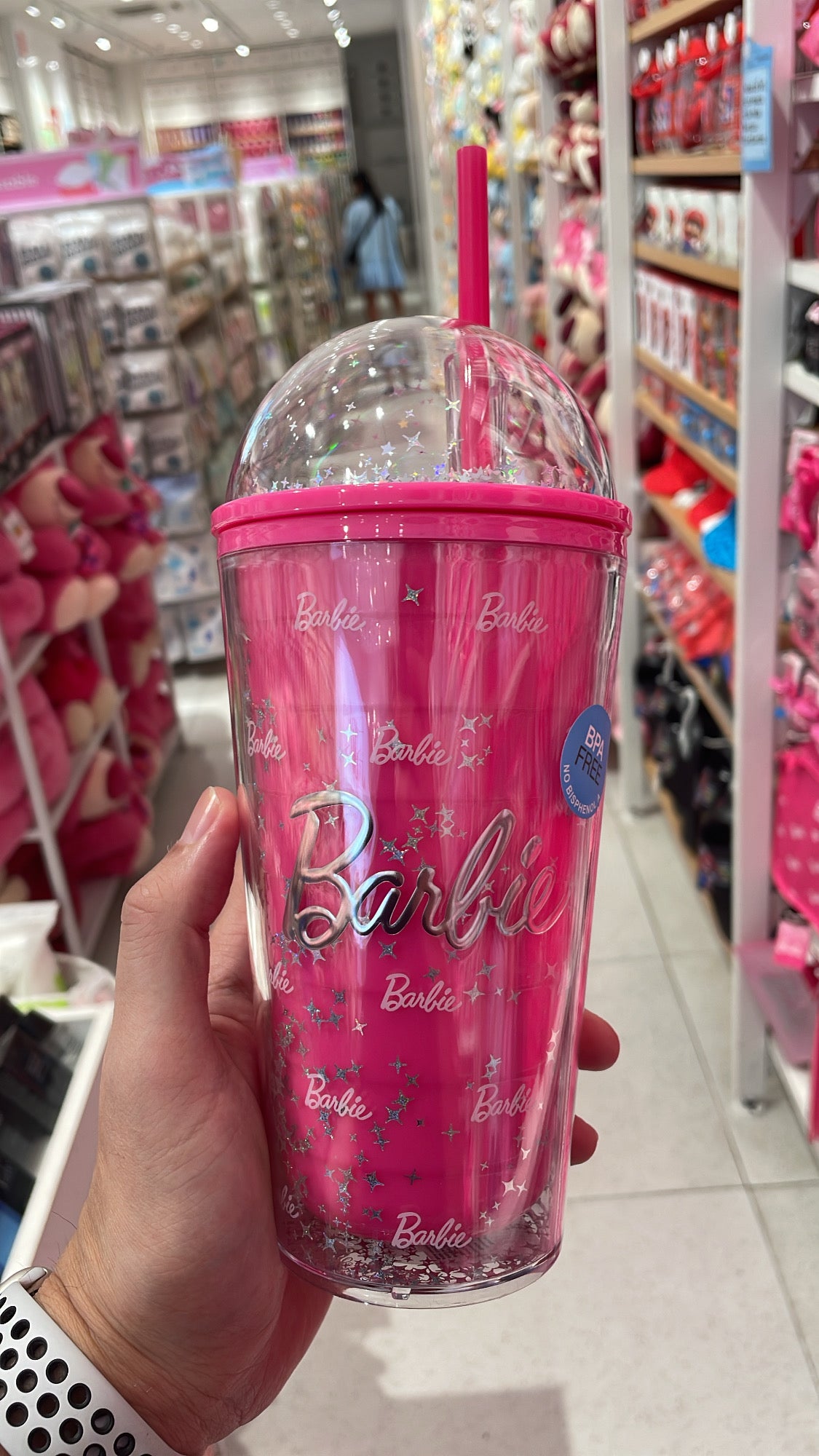 MINISO Barbie Series Big Mac Tazza in acciaio con cannuccia di grande capacità, decorazione rosa kawaii, regalo di compleanno per bambine, anime, periferica