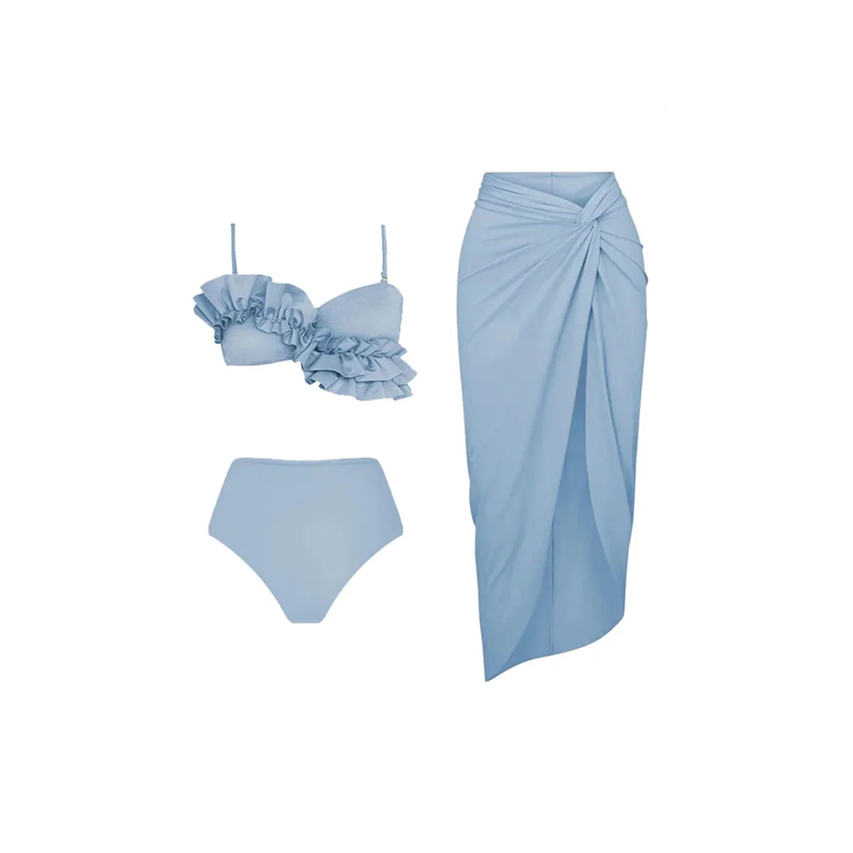 Bikini con volant di lusso, sexy e alla moda, da donna, 2024, nuovo trend, costume da bagno due pezzi attillato e copricostume estivo