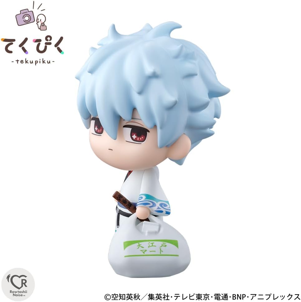 Rowtashii Noise - Tekupiku Gintama - Sakata Gintoki - Figura snodabile dipinta in PVC e ABS da 105 mm.