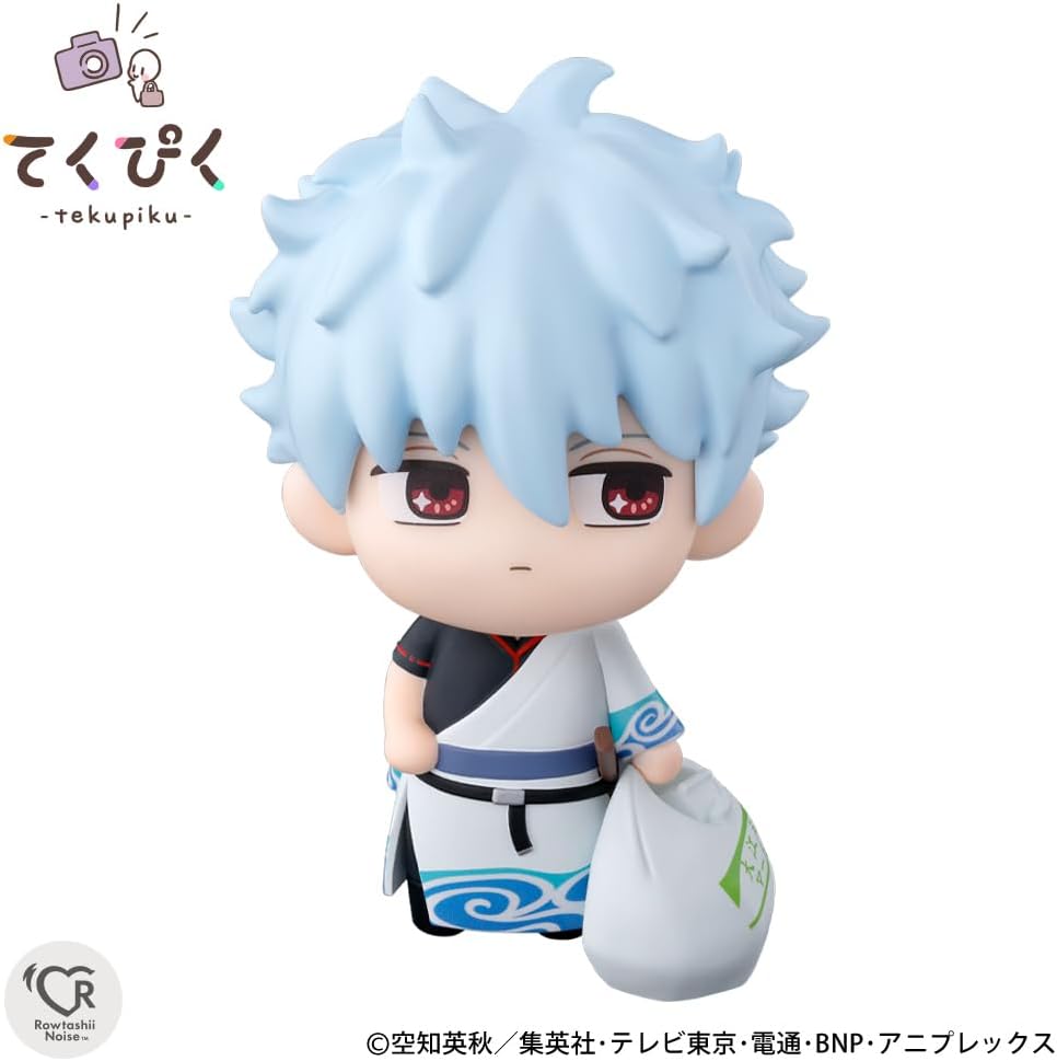 Rowtashii Noise - Tekupiku Gintama - Sakata Gintoki - Figura snodabile dipinta in PVC e ABS da 105 mm.