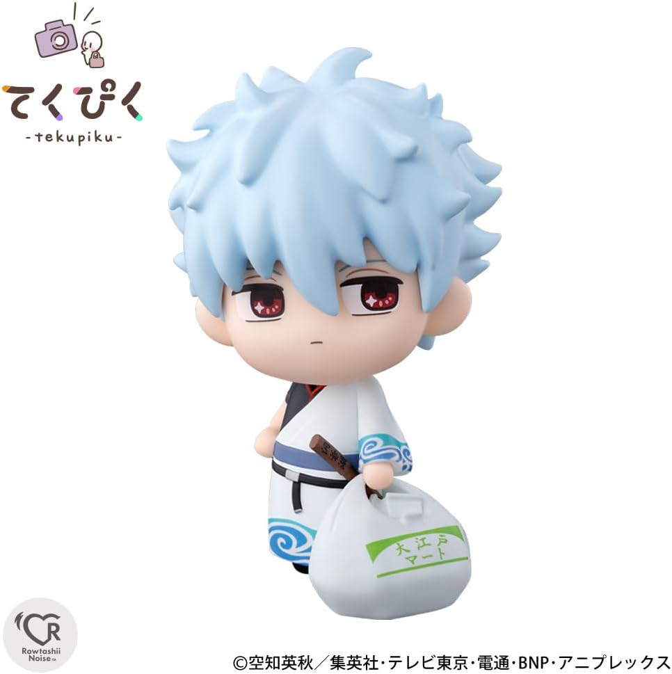 Rowtashii Noise - Tekupiku Gintama - Sakata Gintoki - Figura snodabile dipinta in PVC e ABS da 105 mm.