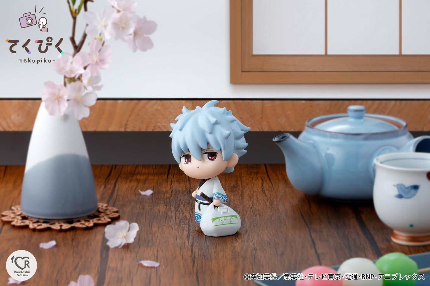 Rowtashii Noise - Tekupiku Gintama - Sakata Gintoki - Figura snodabile dipinta in PVC e ABS da 105 mm.