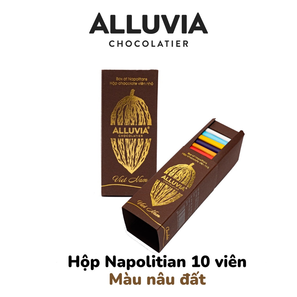 Napolitian box of 10 pieces of pure dark chocolate and milk chocolate Alluvia Chocolate | You can choose any flavor