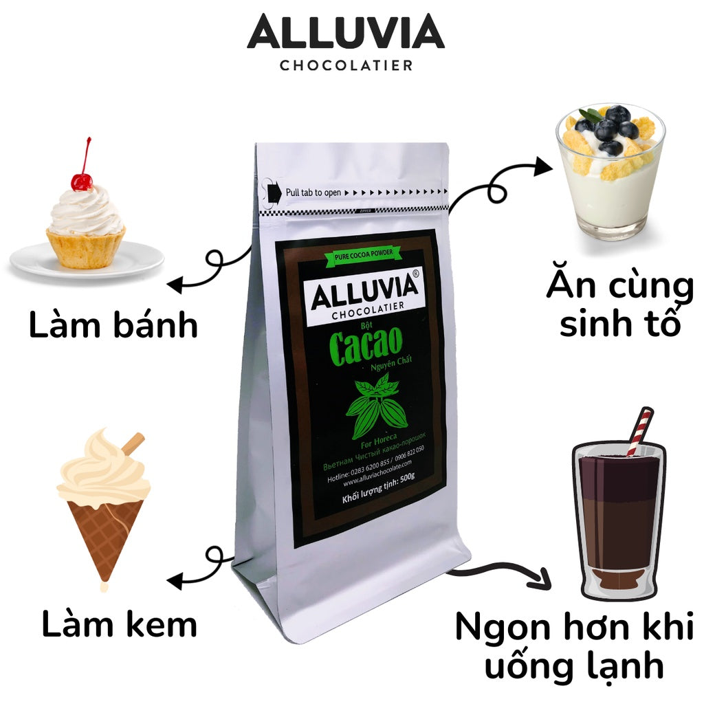 Alluvia Chocolate 100% unsweetened pure cocoa powder in large packs suitable for cafes