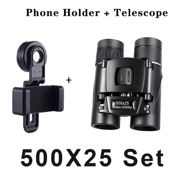 500X25 Portable Hd Zoom 5000M/50000M Binoculars Telescope Powerful Folding Long-Distance Vision Hunting Outdoor Camping Sports