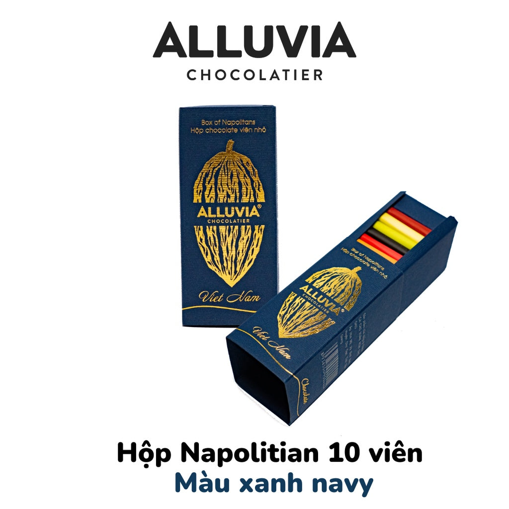 Napolitian box of 10 pieces of pure dark chocolate and milk chocolate Alluvia Chocolate | You can choose any flavor