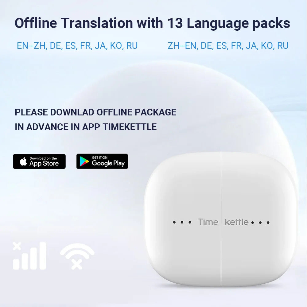 TimeKettle M3 Cuffie per traduzione simultanea di lingue, auricolari per interpretariato aziendale, auricolari per traduzione vocale da viaggio, auricolari per traduzione in tempo reale