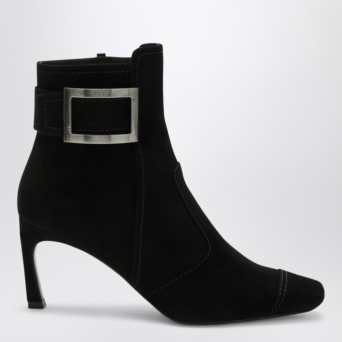 Roger Roger Vivier Black Trompetteスエードアンクルブーツ - Image 1