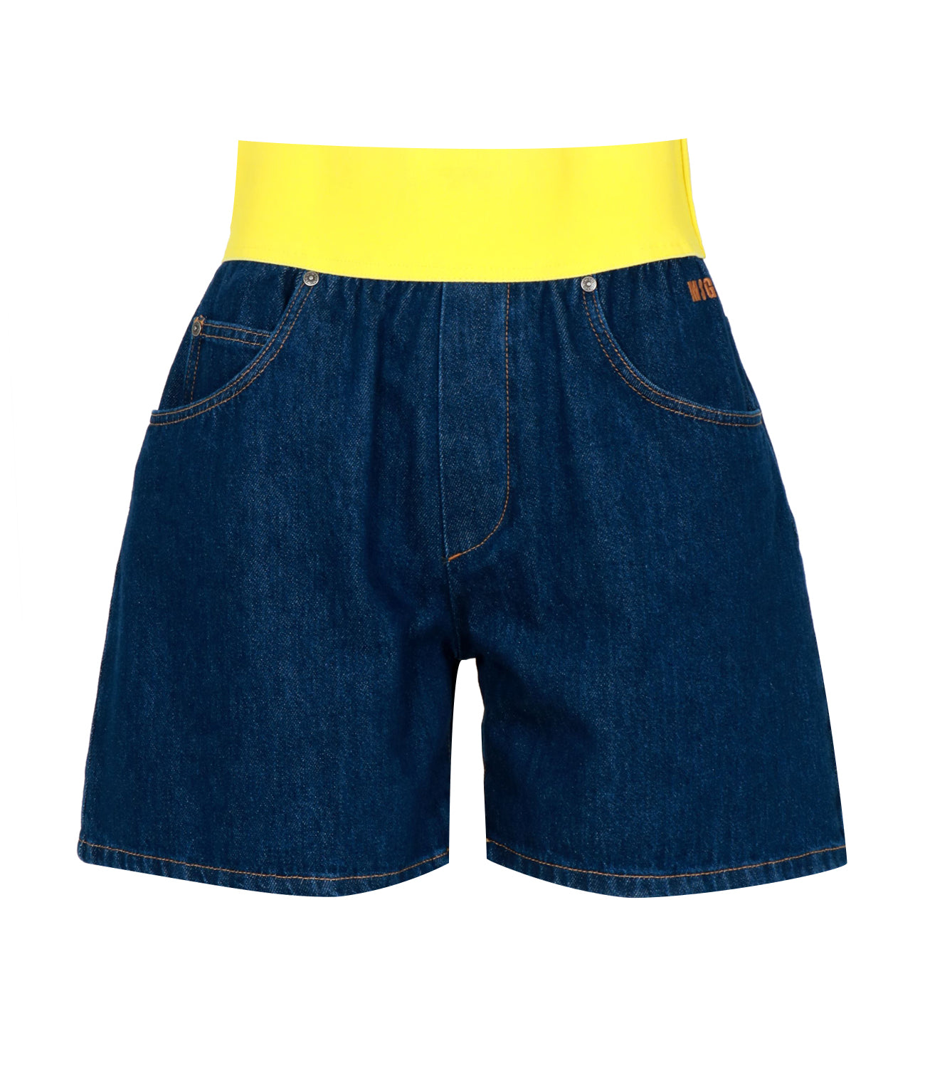 Msgm MSGMショーツデニム+ネオンイエロー - Image 1