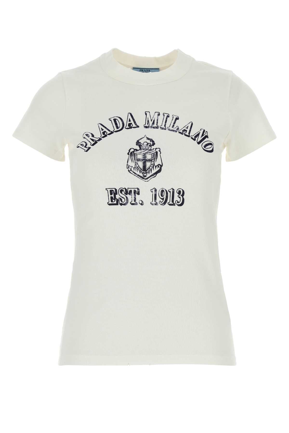 Prada プラダホワイトコットンTシャツ - Image 1