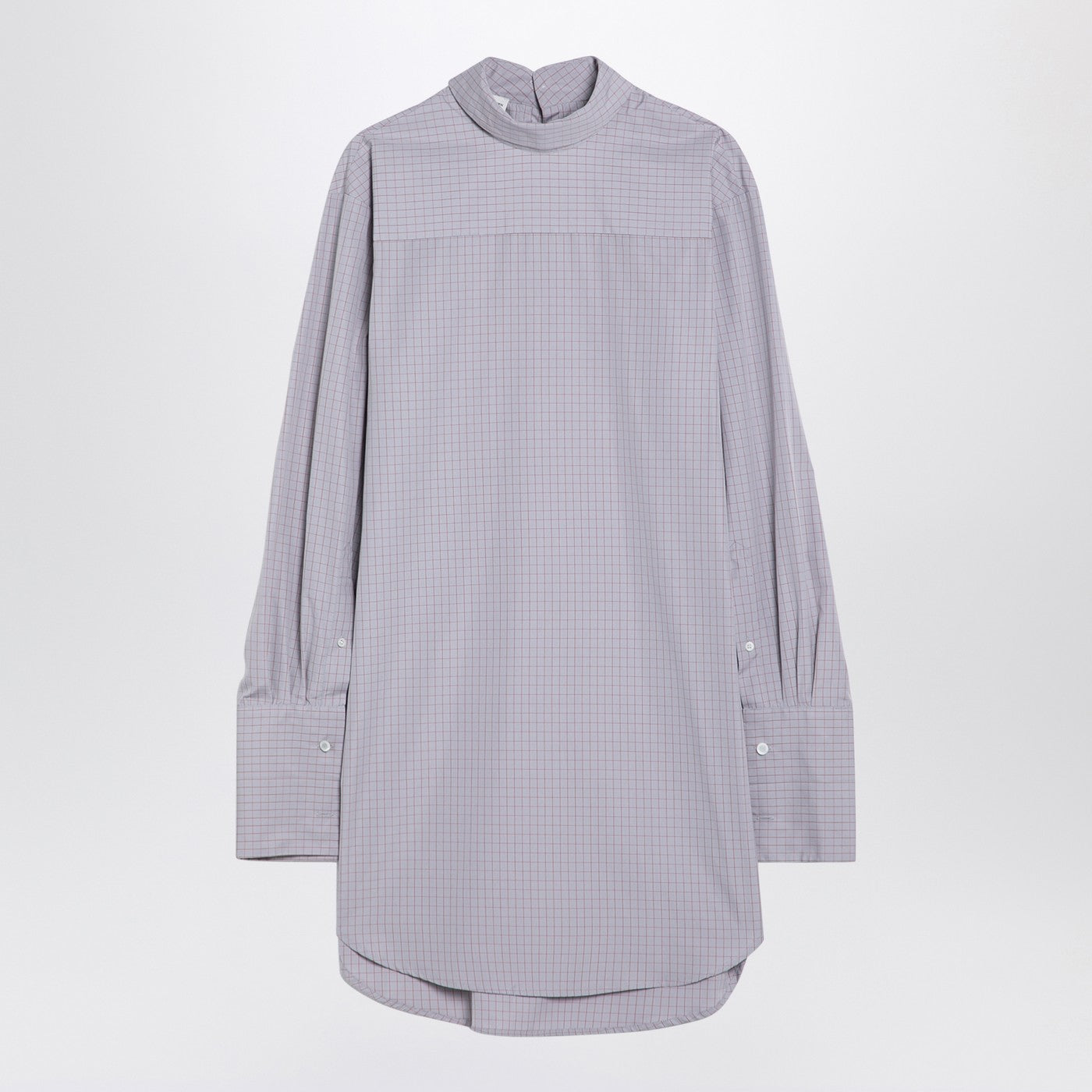 Monot Dries Van Noten Light Blue Checked Popeline Turtleneckシャツ - Image 1