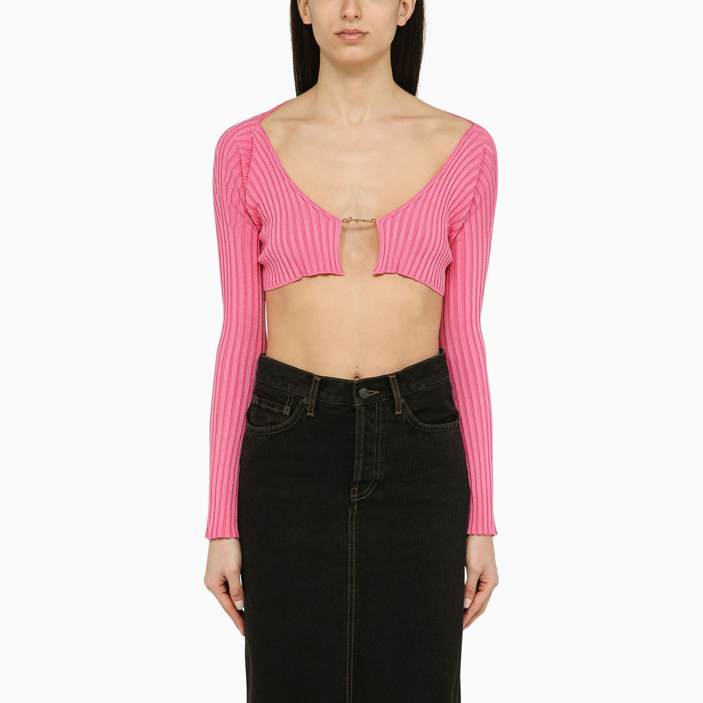 Jacquemus Jacquemus La Maille Pralu Pink Cropped Cardigan - Image 1