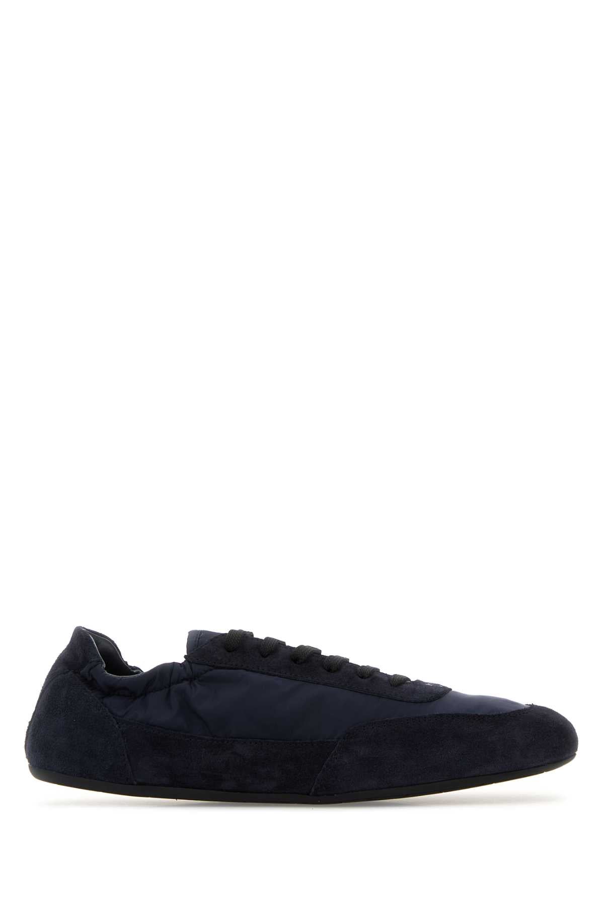 Prada Prada Navy Blue Re NylonとSuede Collapseスニーカー - Image 1
