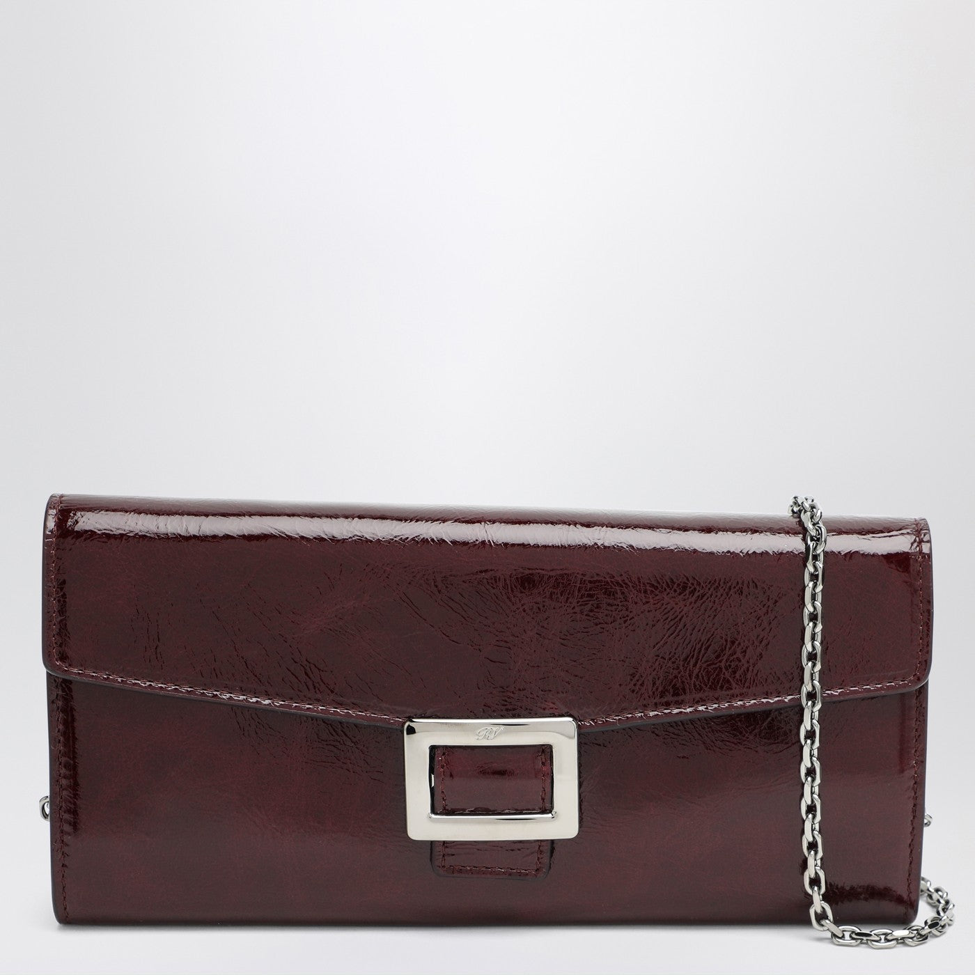 Roger Roger Vivier Belle Vivier Dark Violet Patent Leather Wallet With Chain - Image 1