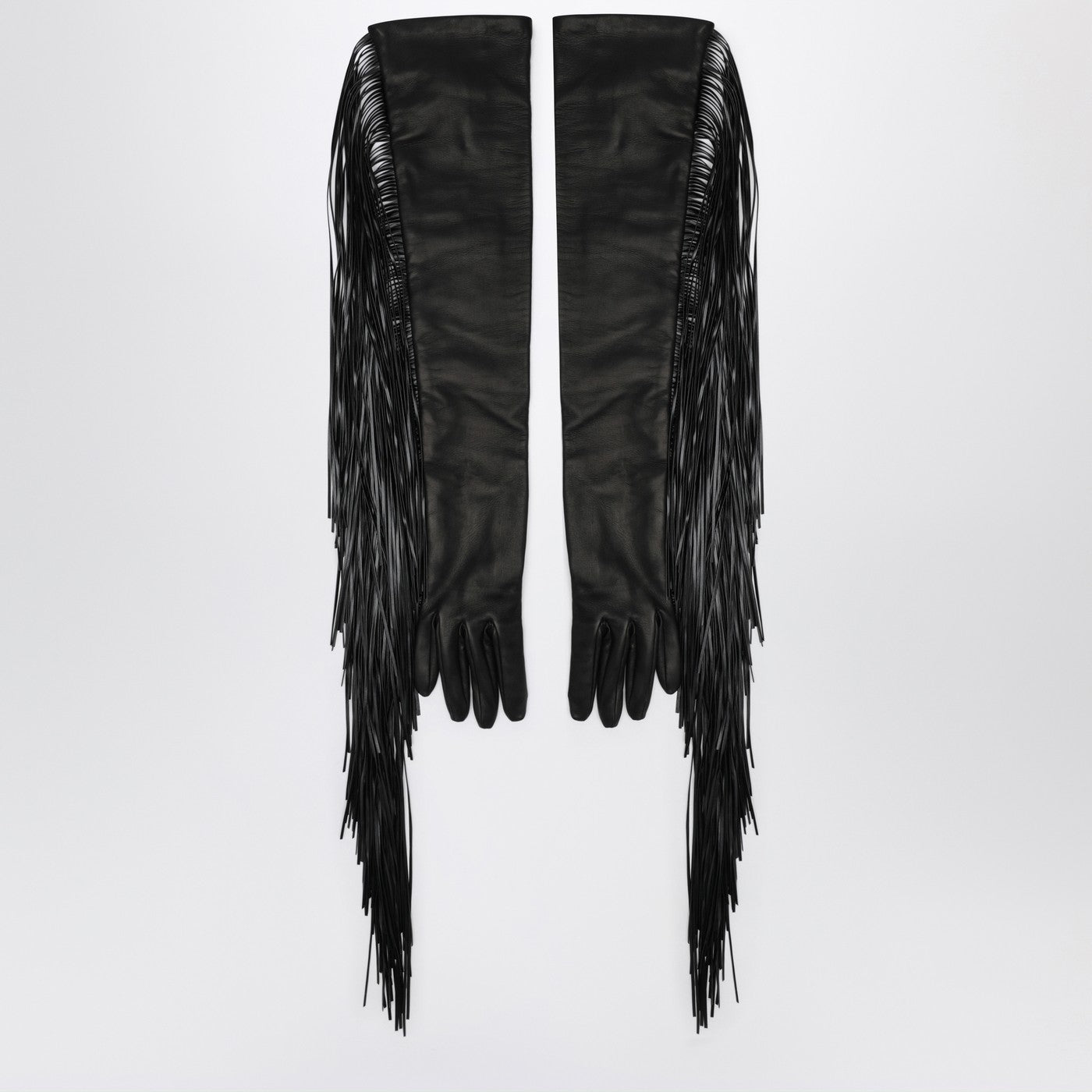 Sportmax Sportmax フリンジ付きロング ブラック グローブ - Image 1