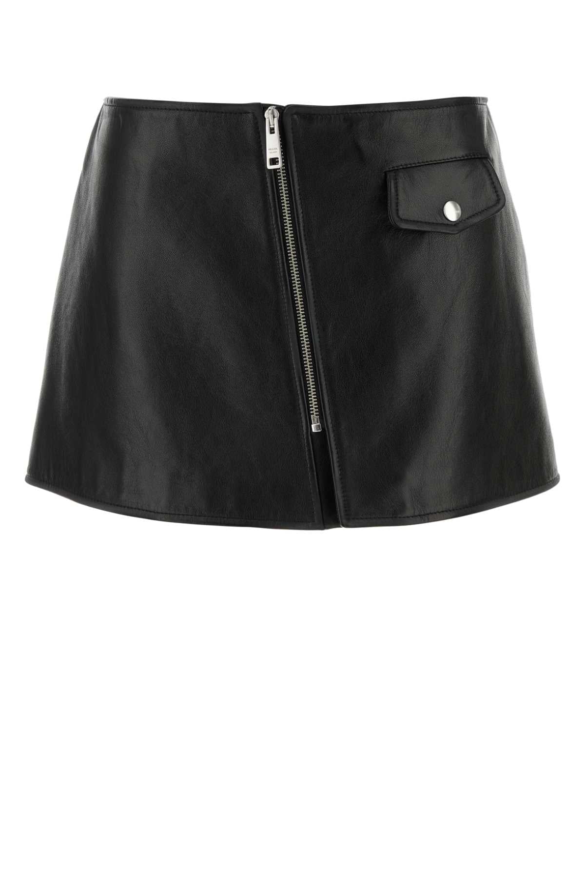Prada プラダブラックレザーミニスカート - Image 1