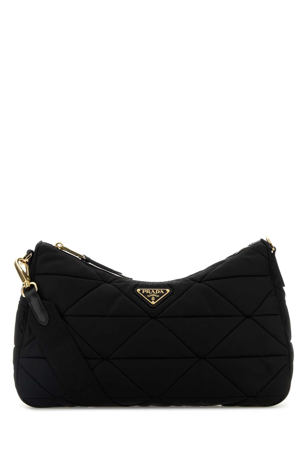 Prada プラダブラックファブリック大きなエイミングショルダーバッグ - Image 1