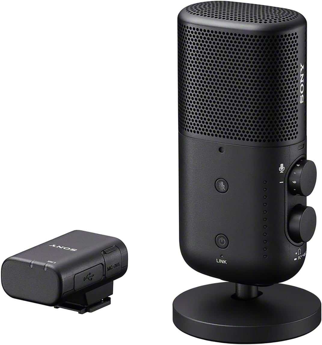 Sony ECM-S1 Camera Microphone Wireless Streaming Microphone Indoor and Outdoor Vlog Live Streaming Video Interview Audio Recording Podcast Pop Guard