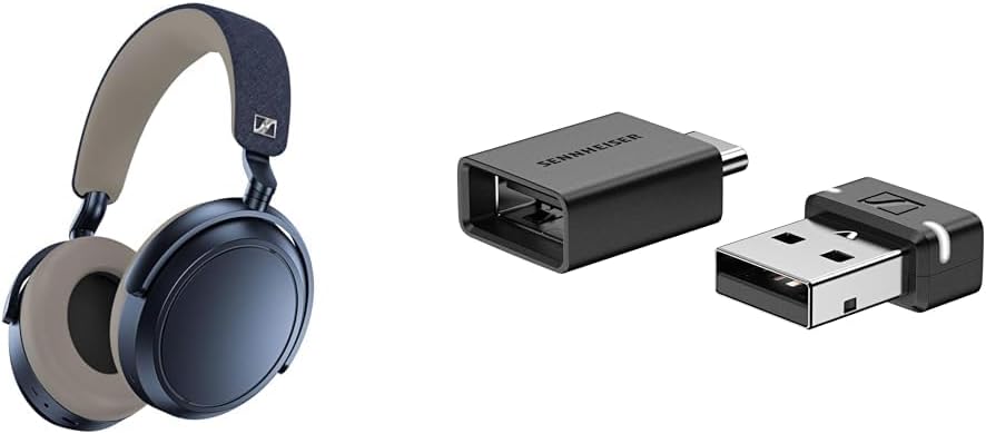 Sennheiser MOMENTUM 4 Bluetooth Wireless Headphones, Denim + BTD600 Bluetooth USB Adapter