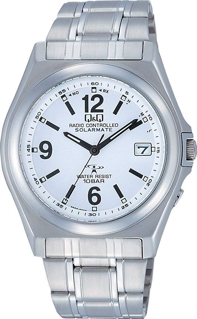 SOLARMATE watch CITIZEN Q & Q Men's White HG08-204 10 water pressure solar analog radio display