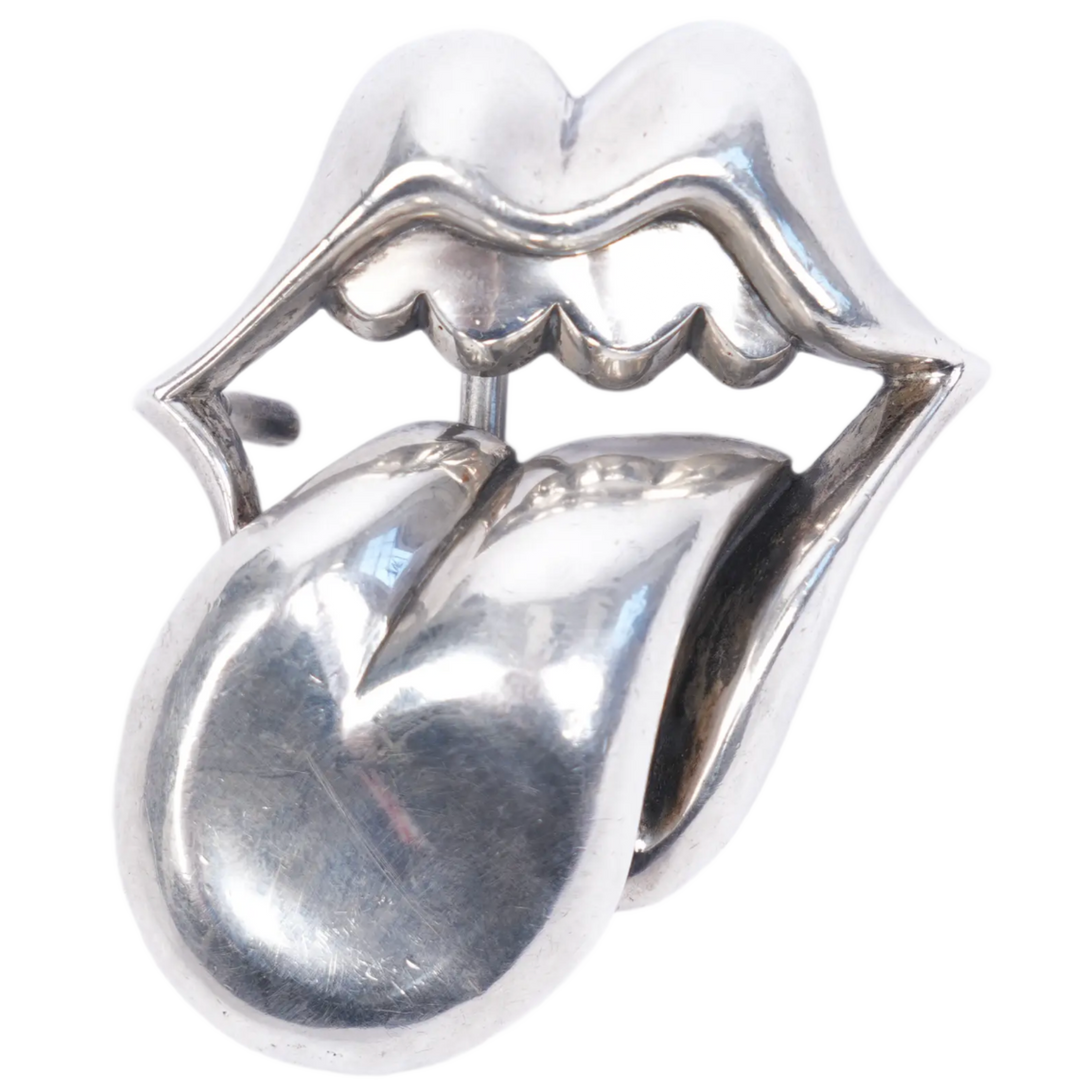 CHROME HEARTS 'ROLLING STONES LIPS' SILVER BUCKLE