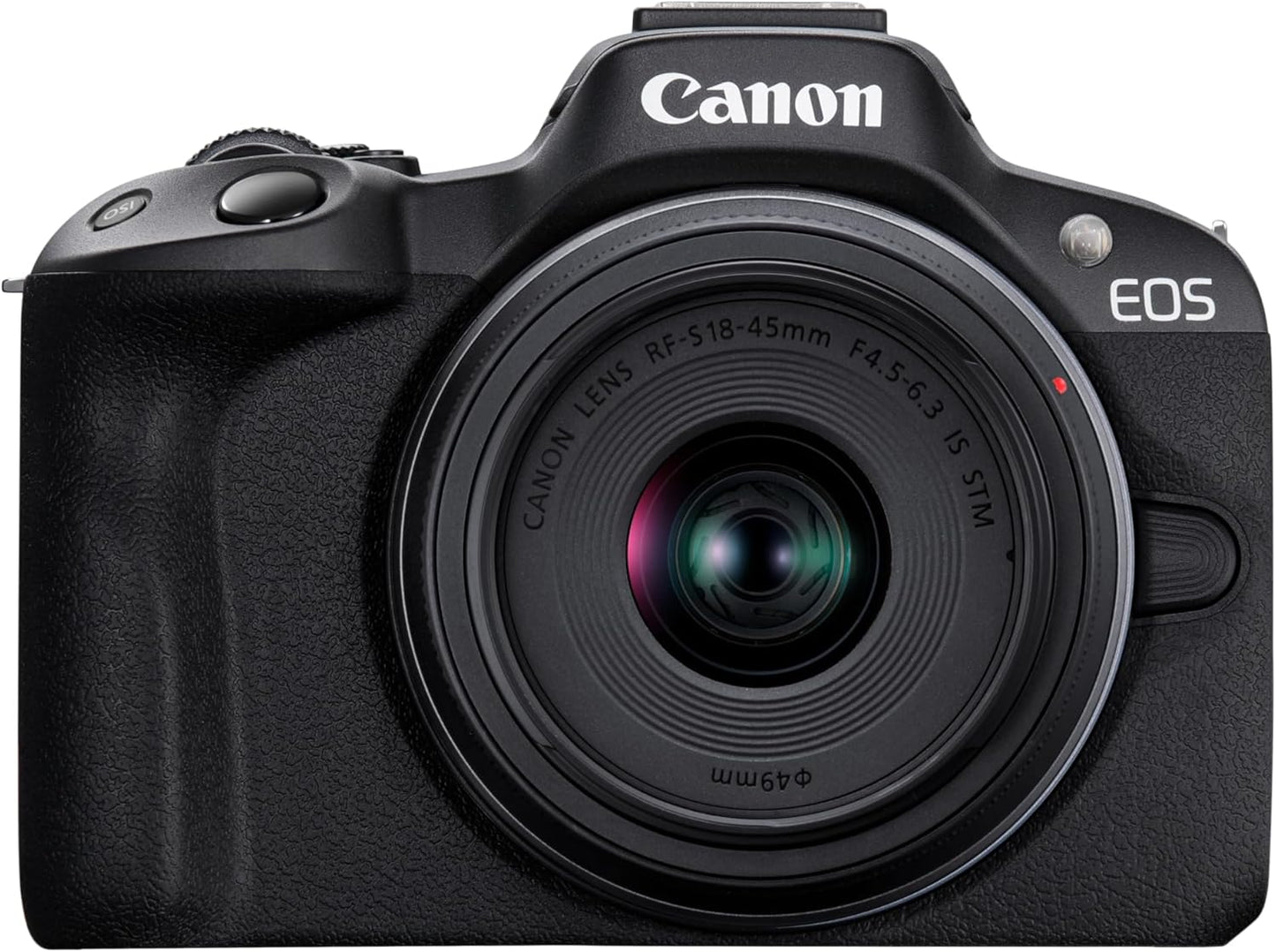 Canon EOSR50BK-1845ISSTMLK EOS R50 Mirrorless (MILC) Camera, RF-S18-45 Standard Zoom Lens Kit, Black, APS-C, Approx. 13.2 oz (375 g)