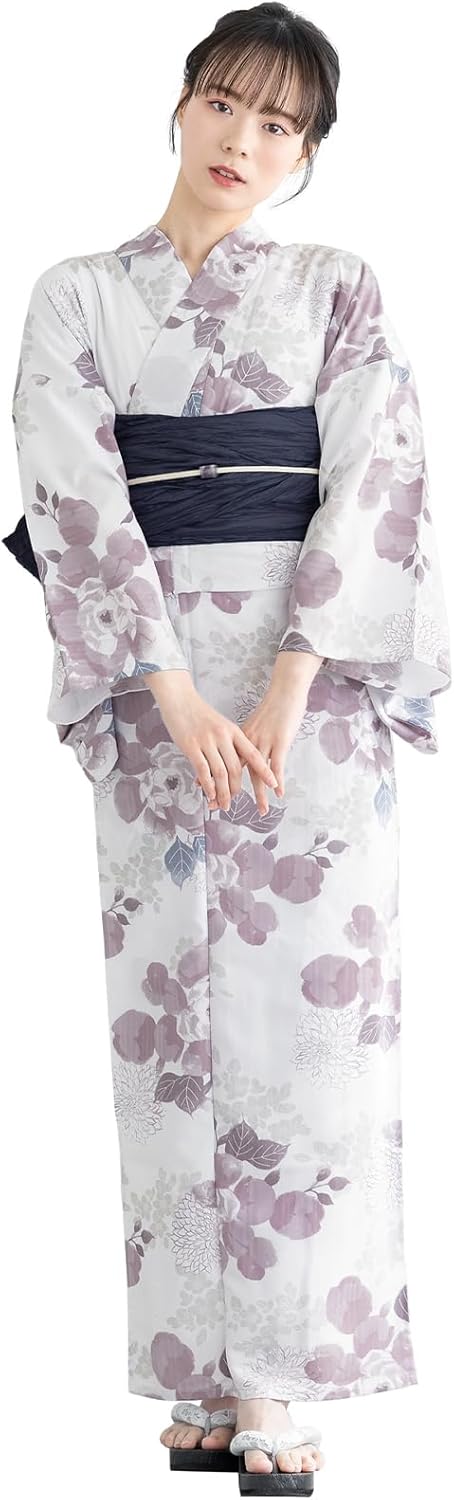 Soubien Floro Women's Yukata Set of 3 (Yukata/Band/Clogs)