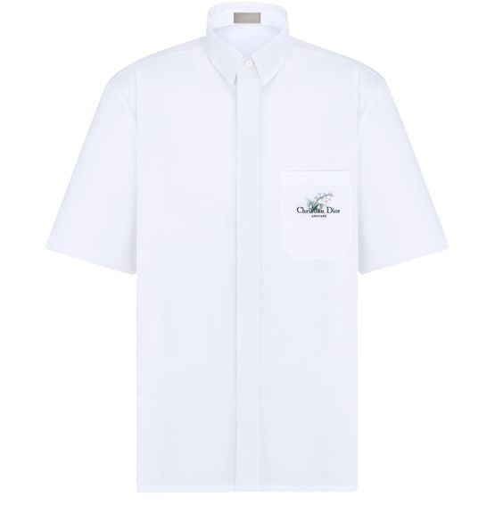 Short-Sleeved Shirt with Christian Dior Couture Lily of the Valley Embroidery - Image 1