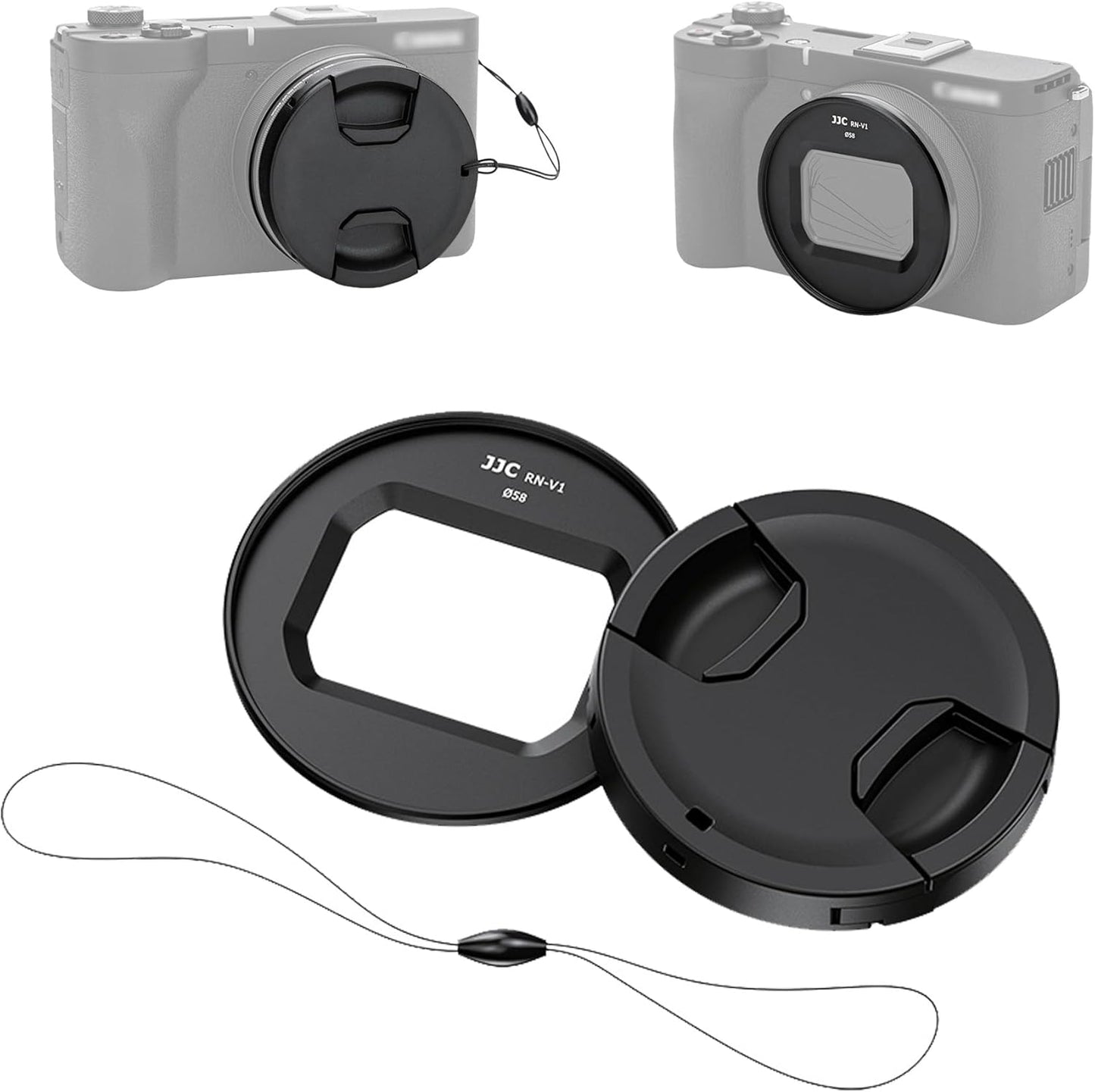 JJC Filter Adapter Lens Cap Kit for Canon PowerShot V1 PSV1 Camera Canon Vlog Camera Lens Protection Dustproof Scratch Resistant Portable