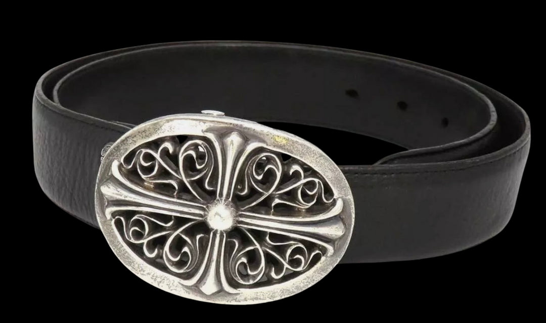 CHROME HEARTS OVAL BUCKLE BLACK BELT