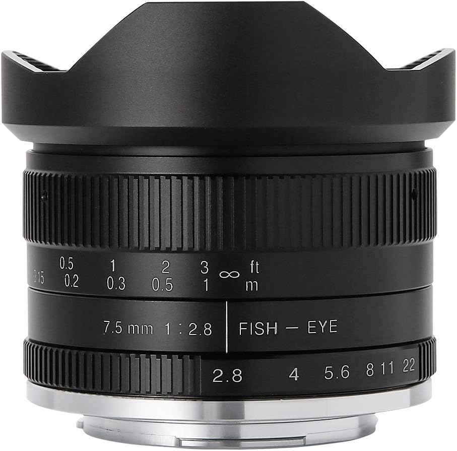 Shichikoushou 7Artisans Monofocal Lens 0.3 inch (7.5 mm) F2.8 Fish-eye II (Canon EF-M, Black)