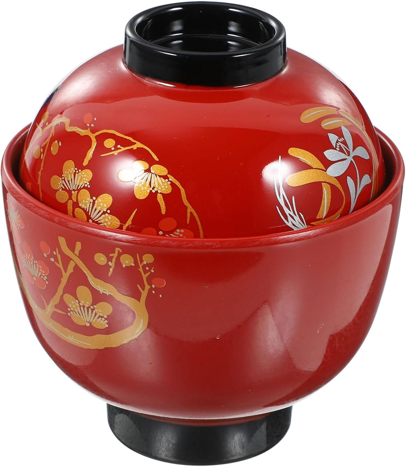 BRIGHTFUFU Japanese Flavor Miso Bowl Fruit Bowl with Lid Soup Bowl Udon Soup Bowl Dessert Bowl Instant Ramen Rice Bowl Four Bowl Udon Salad Mixing Bowl Asian Ramen Bowl