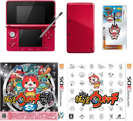 【セット商品】ニンテンドー3DS 本体+妖怪ウォッチ2 元祖(特典同梱)+妖怪ウォッチ ソフト2枚(4点パック)