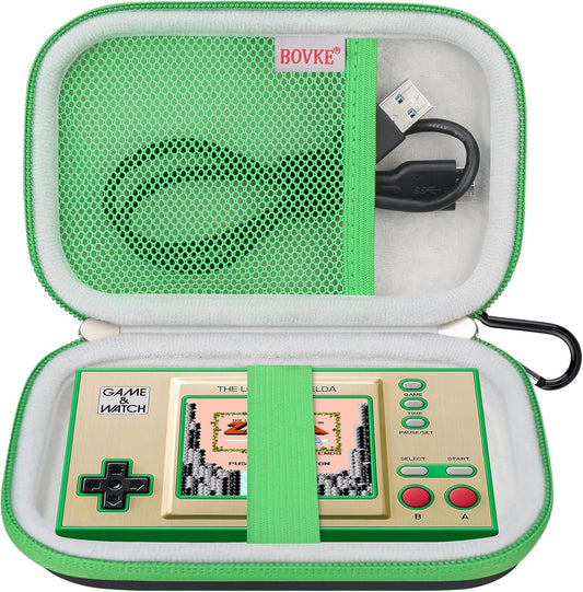 BOVKE Carrying Case for Nintendo Game & Watch - The Legend of Zelda Handheld Game Console Classic Device Mesh Pocket for Charging Cable Zelda Accessories Black