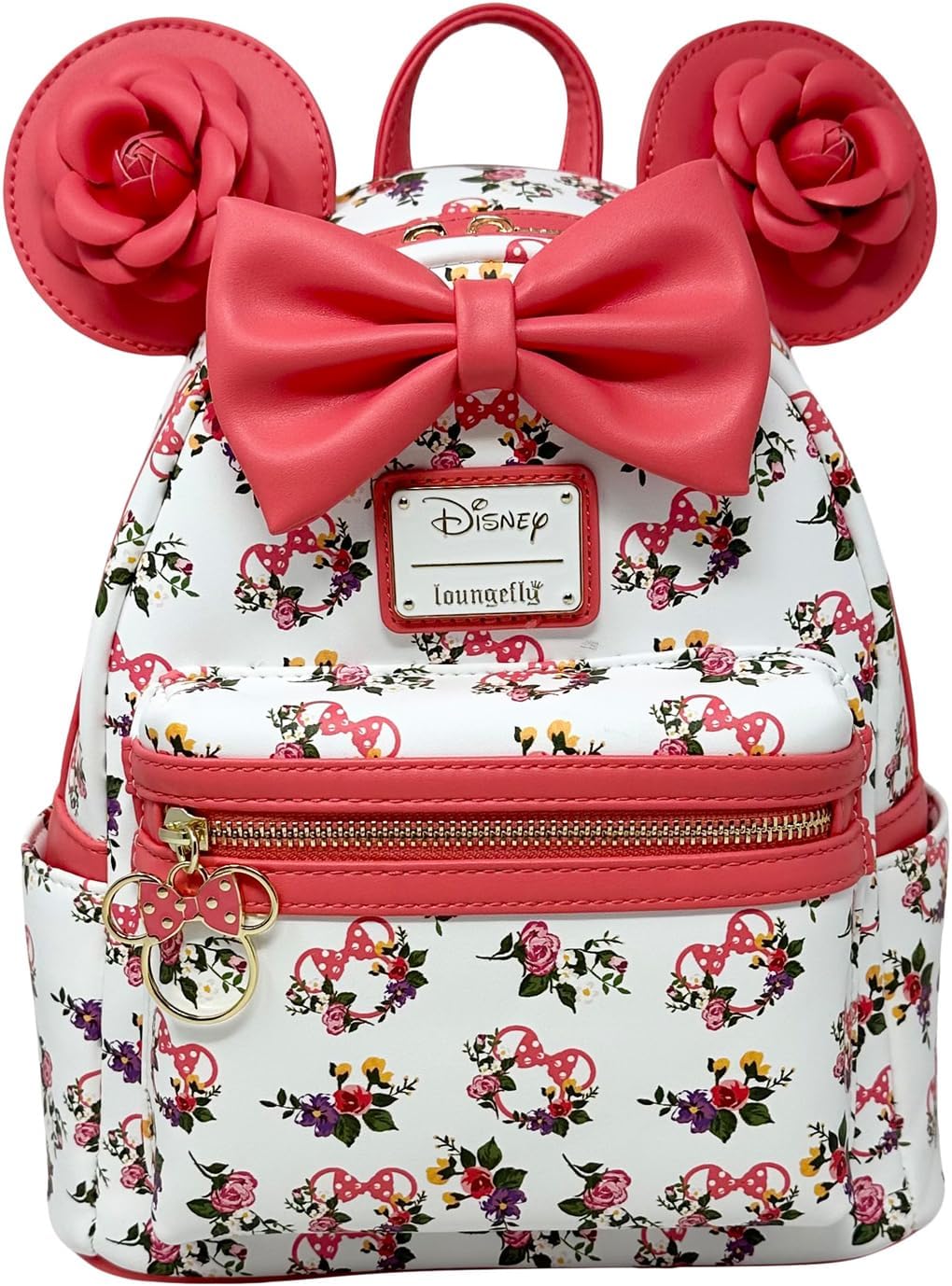 Loungefly Disney Minnie Mouse Roses Allover Print - Bolso de hombro con doble correa para mujer