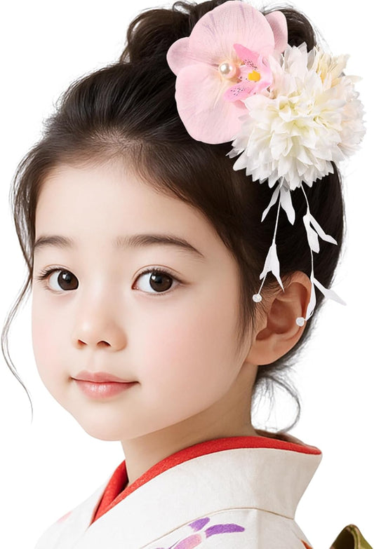 OTAKUMARKET Yukata, Hair Ornament, Children, Flowers, Summer Festival, Fireworks Display, Kimono, Accessories, Phalaenopsis Orchid, Coming of Age Ceremony, Graduation Ceremony, Shichi-Go-San Kimono