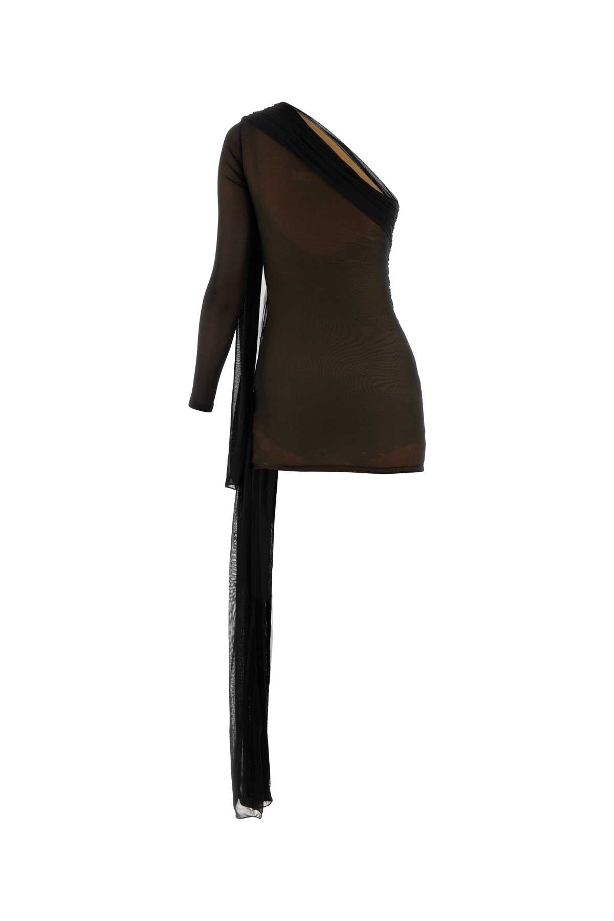 Dion Lee ディオンリーブラックビスコースブレンド1肩のドレス - Image 1