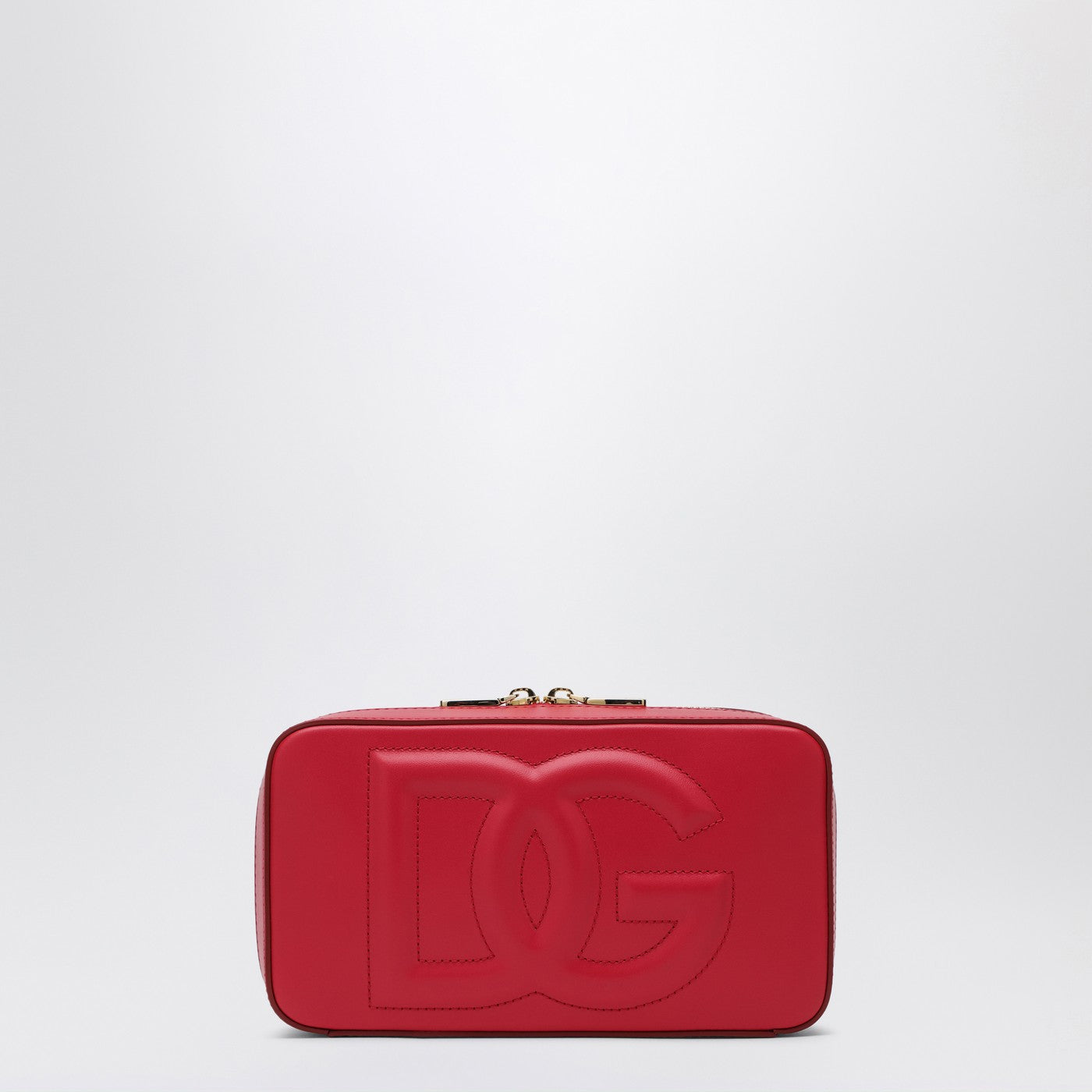 Dolce Gabbana ロゴ付きのドルチェ&ガッバーナレッドレザーショルダーバッグ - Image 1