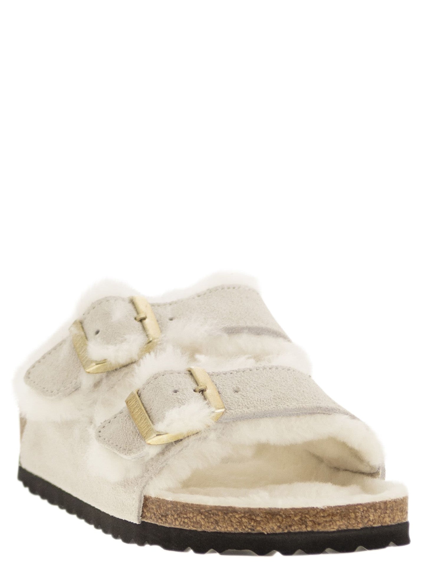 Birkenstock Arizona Suede Lamb Fur Slipper - Image 1