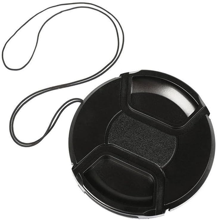 Center Pinch Snap Front Lens Cap Cover Plastic Universal 52/55/58/62/67/72/77mm Lens with Anti-lost Rope for Canon Nikon Ca