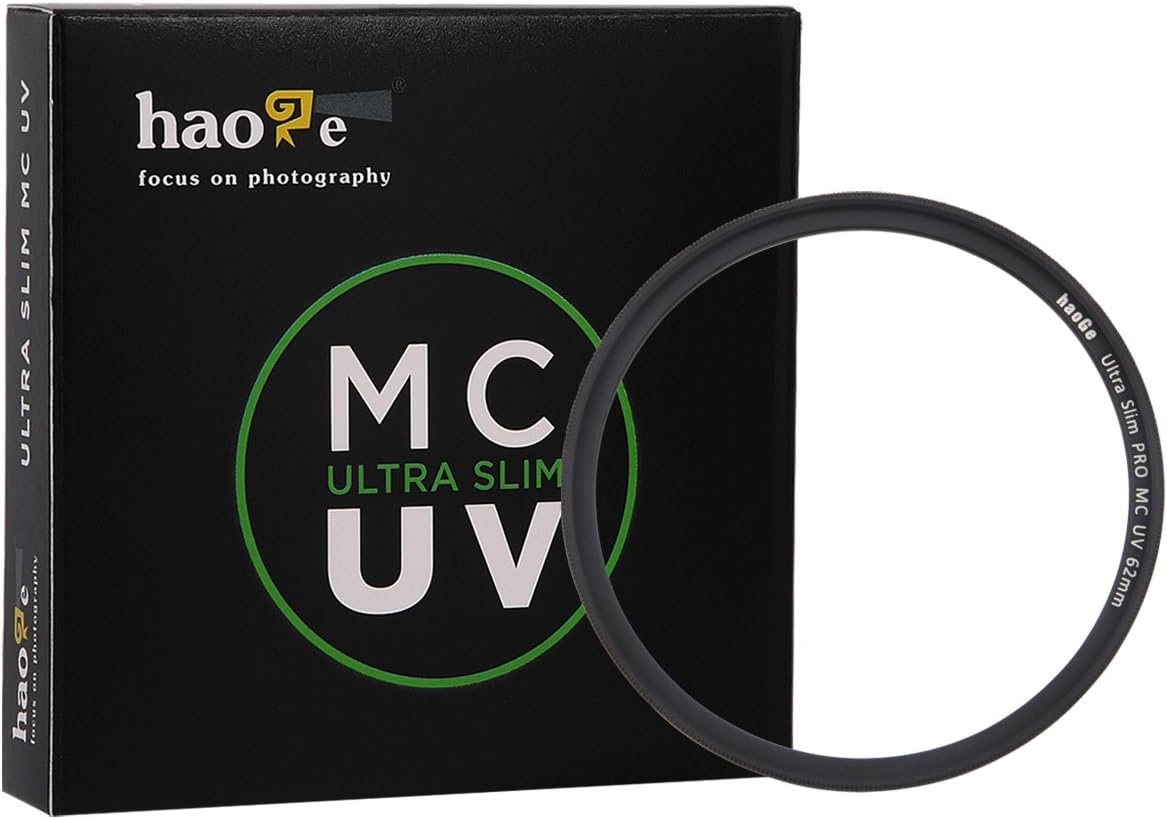 Haoge 62mm Ultra Slim Mc Uv Protective Multicoated UV Lens Filter for Canon Nikon Sony Minolta Pentax Olympus Panasonic Leica Zeiss TAMRON Digital Camera DSLR Lens